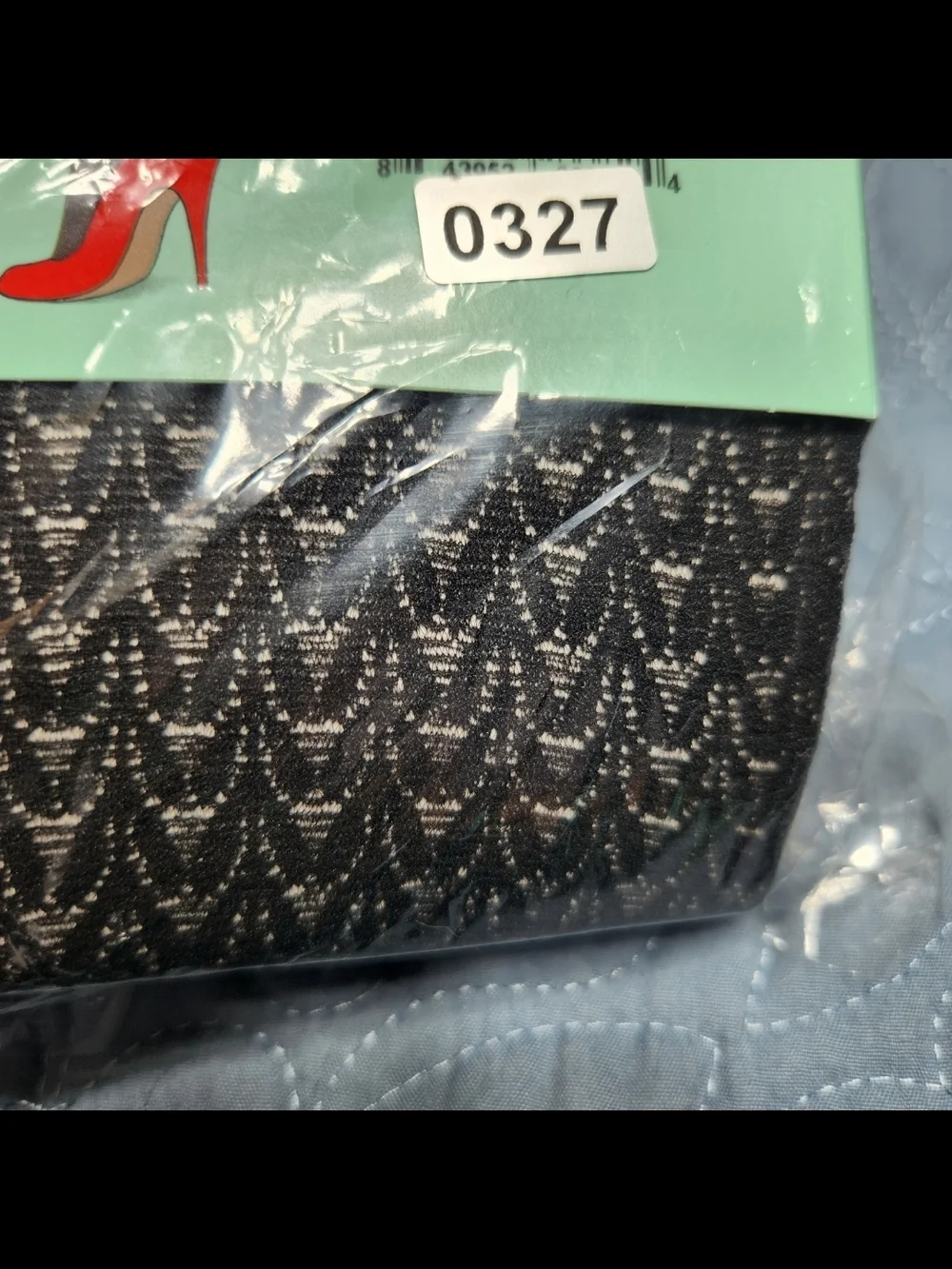 SPANX Love Your Assets Textured Wish-Bone Pattern Shaping Tights Black Size 4